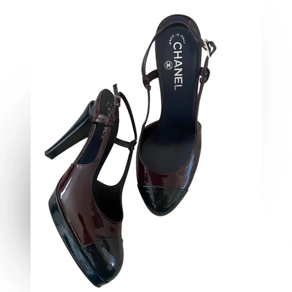 CHANEL Women's Black and Dark Brown Heels